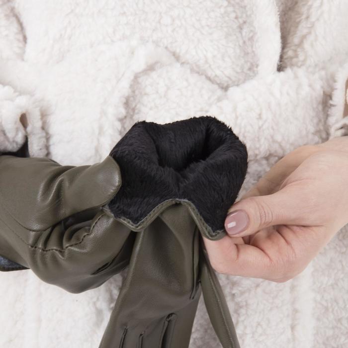 Перчатки женские, размер 6.5, с подкладом, цвет зелёный