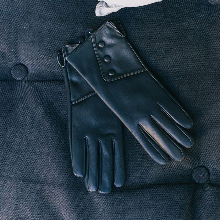 Перчатки женские, размер 6.5, с подкладом, цвет чёрный