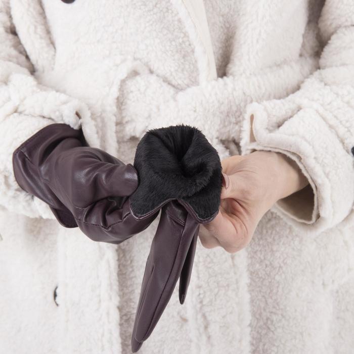 Перчатки женские, размер 6.5, с подкладом, цвет бордовый