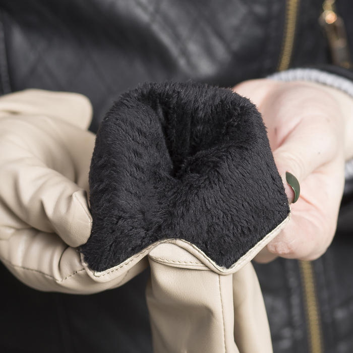 Перчатки женские, размер 7, с подкладом, цвет бежевый