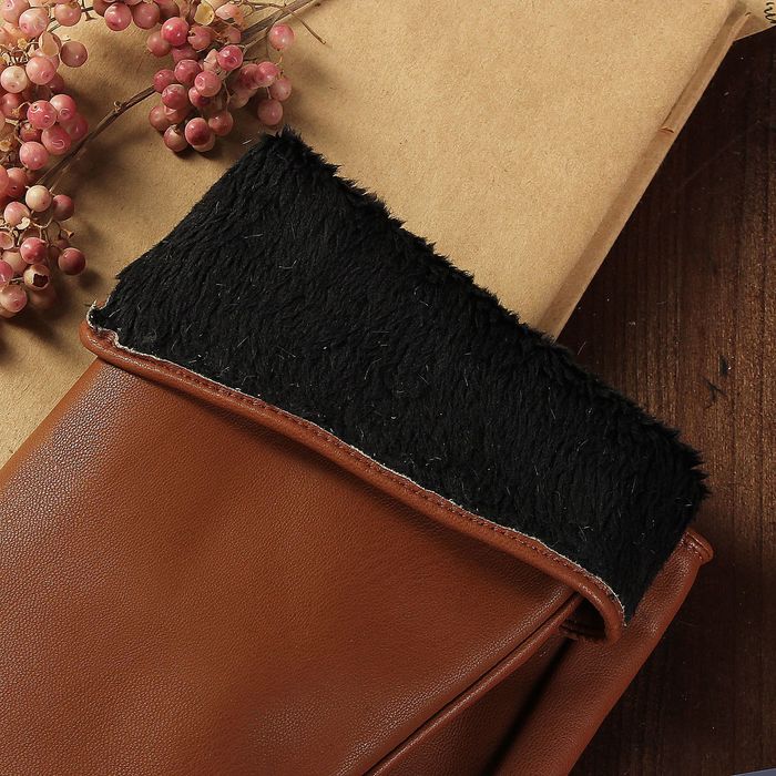 Перчатки женские, длинные, размер 7, с подкладом, цвет рыжий