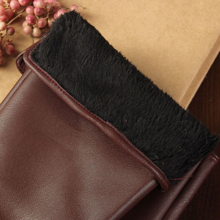 Перчатки женские, длинные, размер 7.5, с подкладом, цвет бордовый