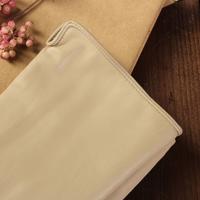 Перчатки женские, длинные, размер 7.5, с подкладом, цвет бежевый