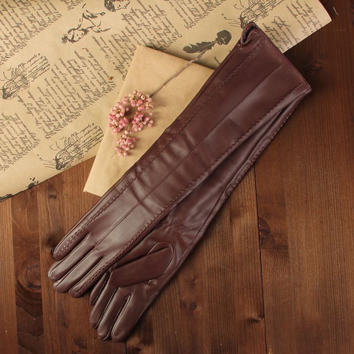 Перчатки женские, длинные, размер 7, с подкладом, цвет бордовый