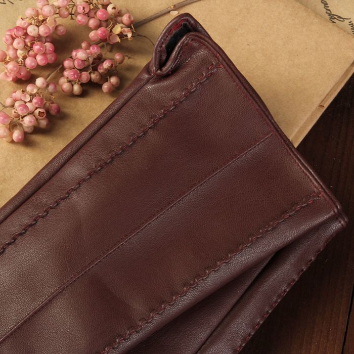 Перчатки женские, длинные, размер 7.5, с подкладом, цвет бордовый