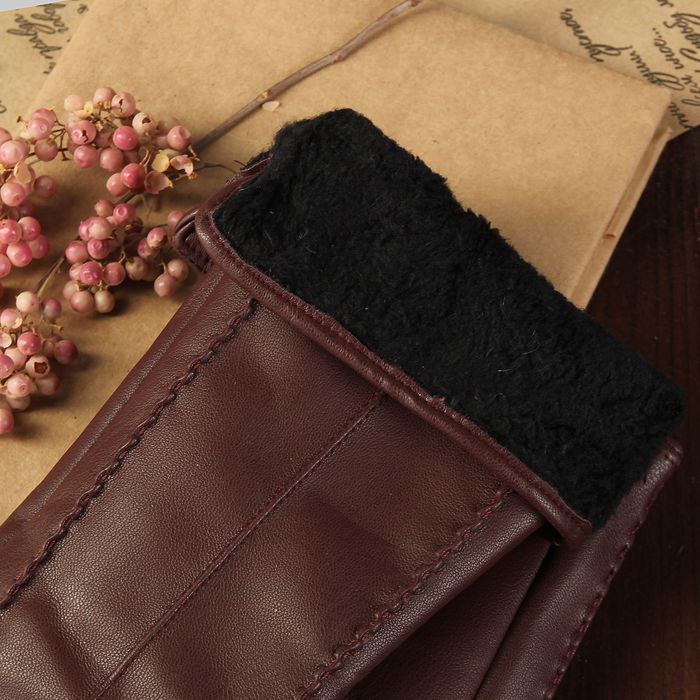 Перчатки женские, длинные, размер 7.5, с подкладом, цвет бордовый