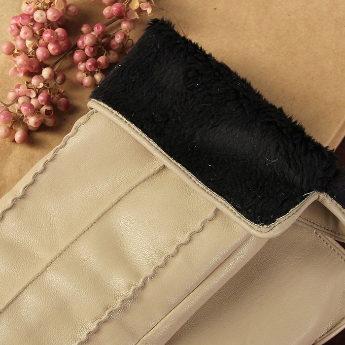 Перчатки женские, длинные, размер 7, с подкладом, цвет бежевый