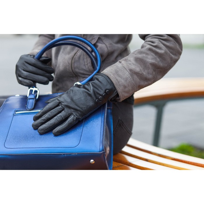 Перчатки женские, размер 8, с подкладом, цвет чёрный