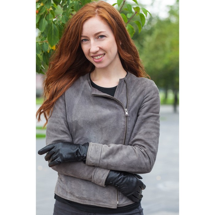 Перчатки женские, размер 8, с подкладом, цвет чёрный