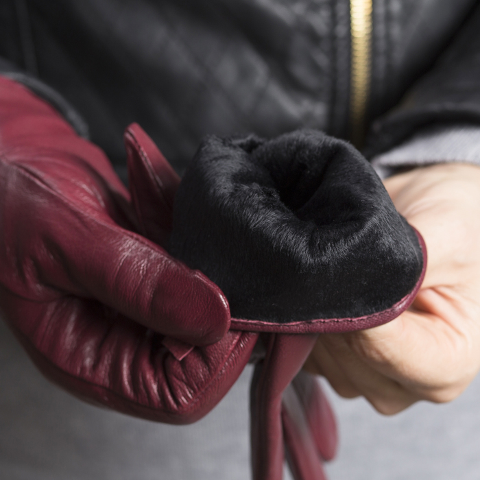 Перчатки женские, размер 6.5, с подкладом, цвет бордовый