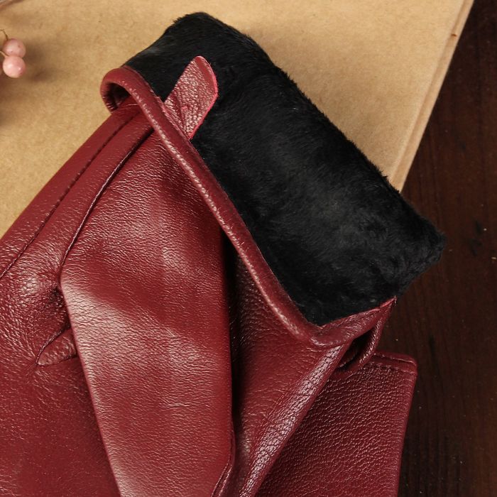 Перчатки женские, размер 8, с подкладом, цвет бордовый