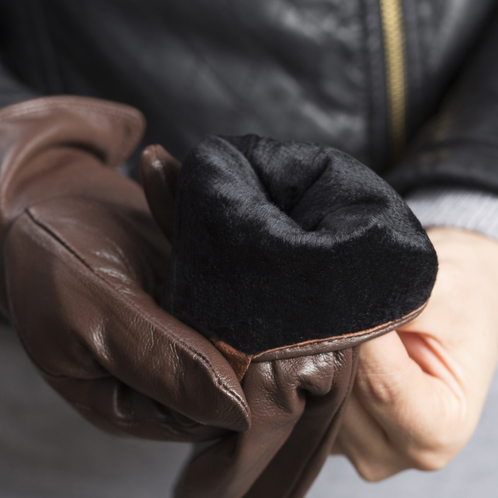 Перчатки женские, размер 8, с подкладом, цвет коричневый