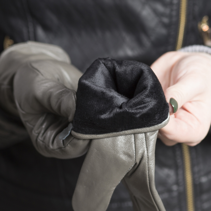 Перчатки женские, размер 6.5, с подкладом, цвет серый