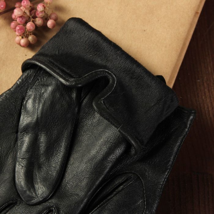 Перчатки женские, размер 6.5, с подкладом, цвет чёрный