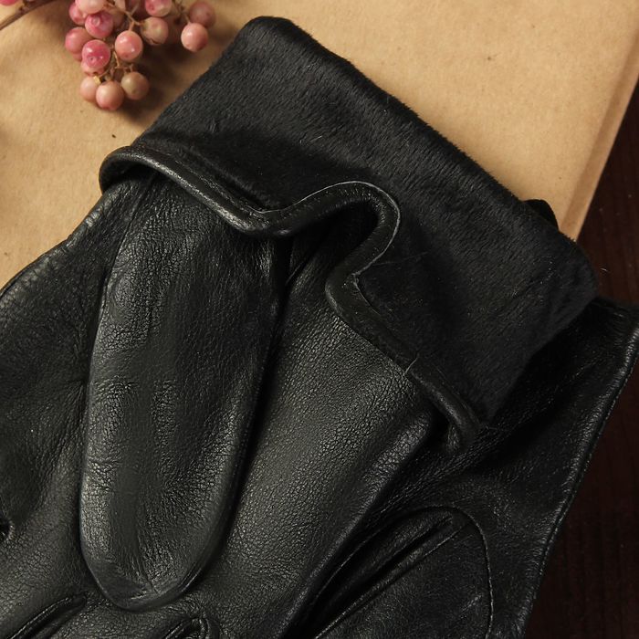 Перчатки женские, размер 8, с подкладом, цвет чёрный