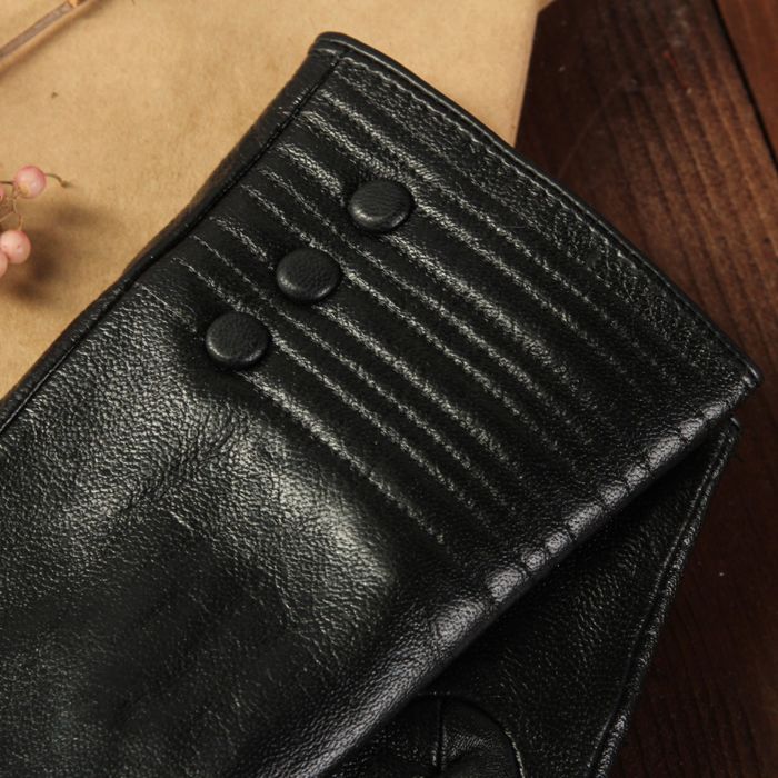 Перчатки женские, размер 7, с подкладом, цвет чёрный