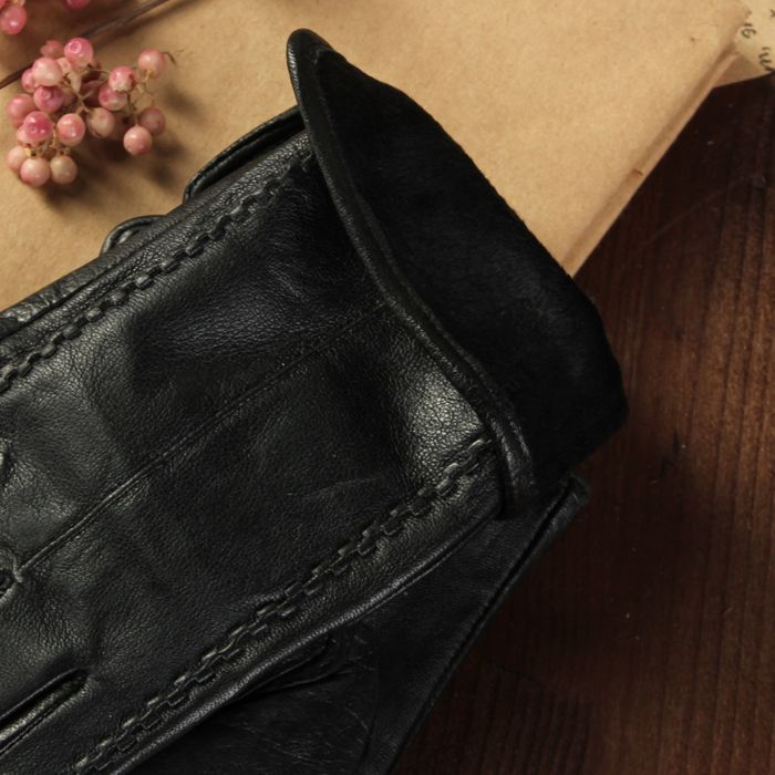 Перчатки женские, размер 7, с подкладом, цвет чёрный