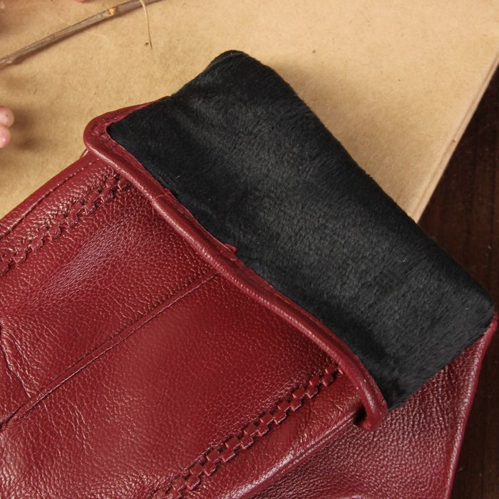 Перчатки женские, размер 7, с подкладом, цвет бордовый