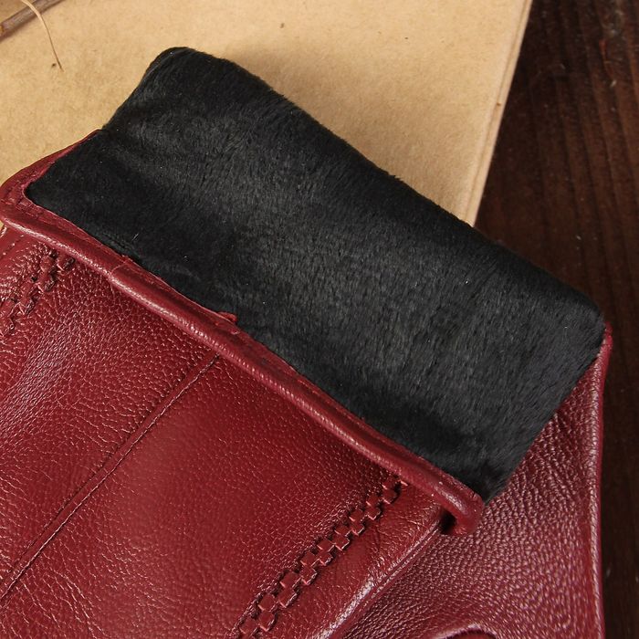 Перчатки женские, размер 7.5, с подкладом, цвет бордовый