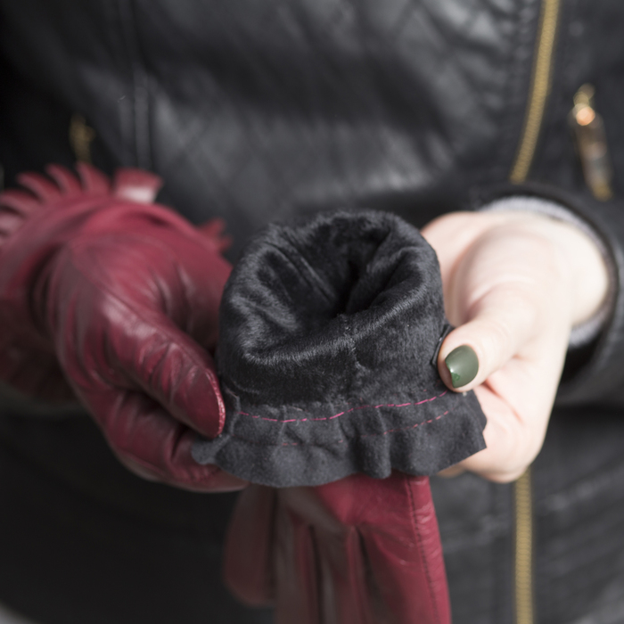 Перчатки женские, размер 7.5, с подкладом, цвет бордовый