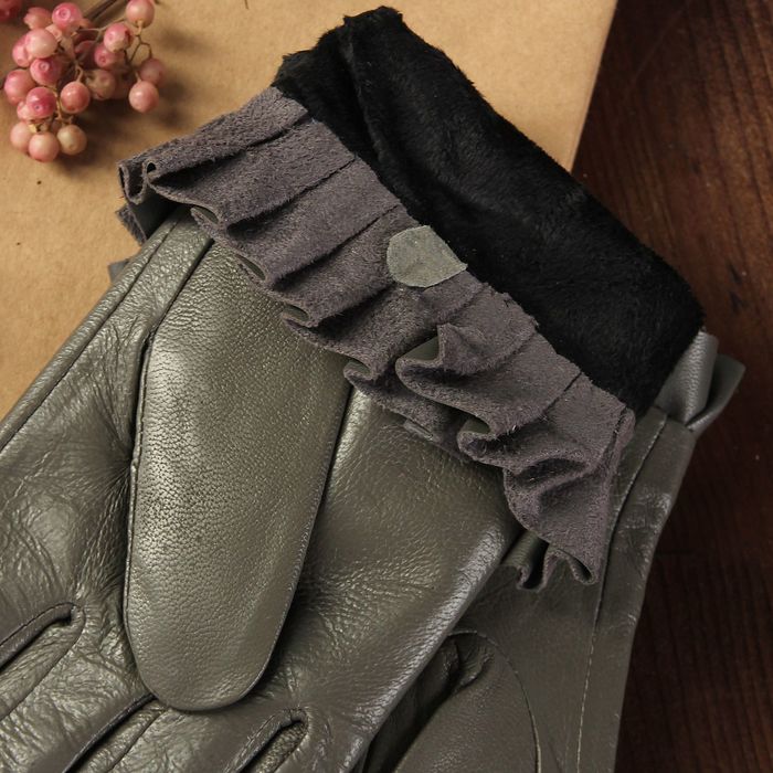 Перчатки женские, размер 6.5, с подкладом, цвет серый