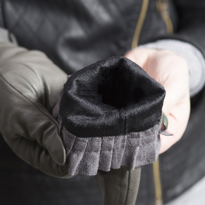 Перчатки женские, размер 7.5, с подкладом, цвет серый