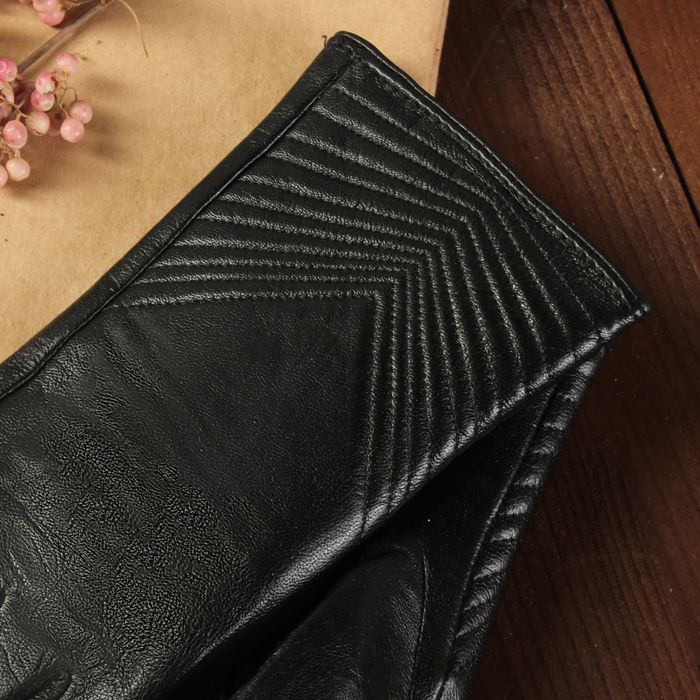 Перчатки женские, размер 6.5, с подкладом, цвет чёрный