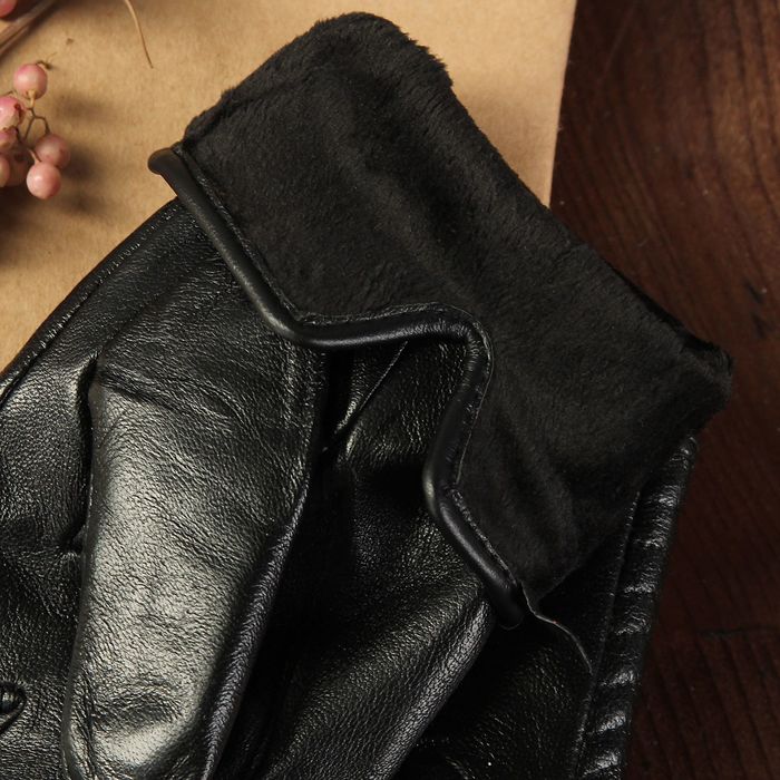 Перчатки женские, размер 6.5, с подкладом, цвет чёрный