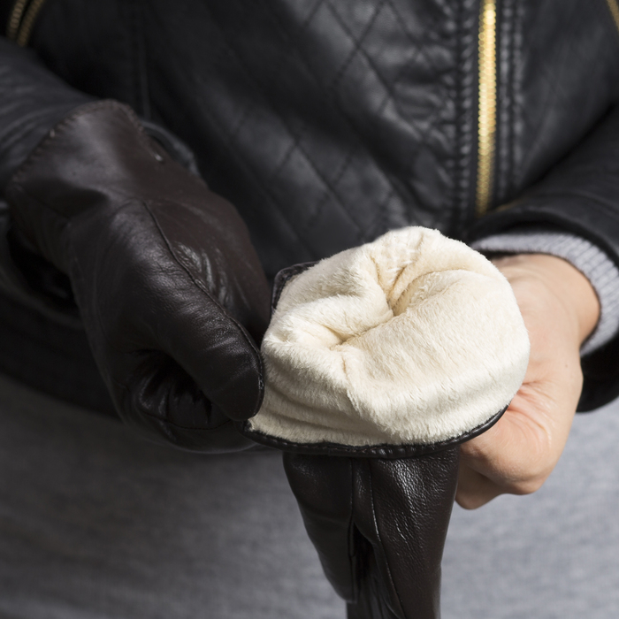 Перчатки женские, размер 7.5, с подкладом, цвет коричневый