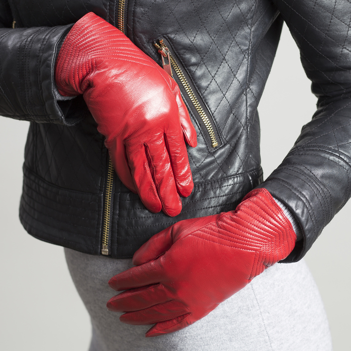 Перчатки женские, размер 7, с подкладом, цвет красный