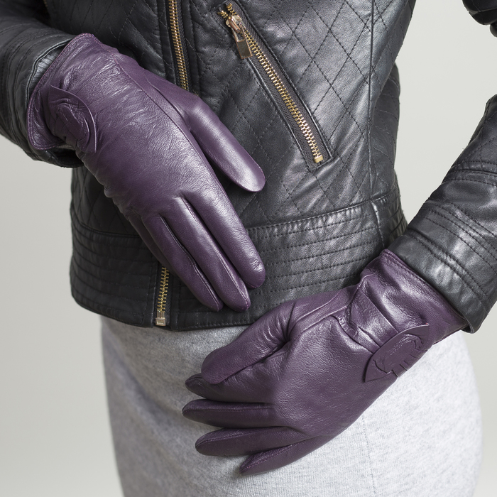 Перчатки женские, размер 6.5, с подкладом, цвет фиолетовый