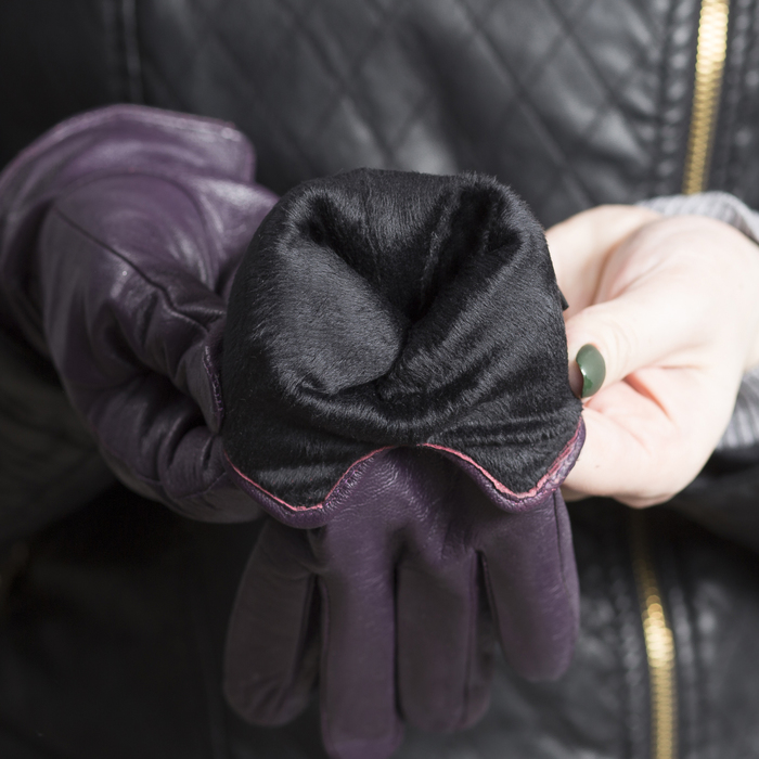 Перчатки женские, размер 7, с подкладом, цвет фиолетовый