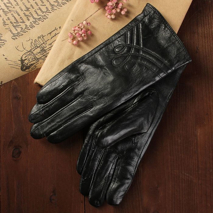 Перчатки женские, размер 6.5, с подкладом, цвет чёрный