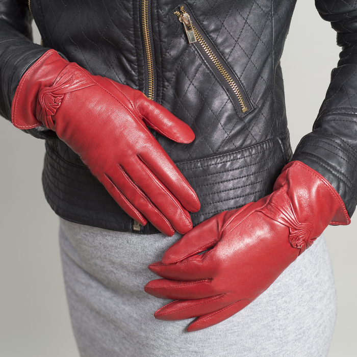 Перчатки женские, размер 7, с подкладом, цвет красный