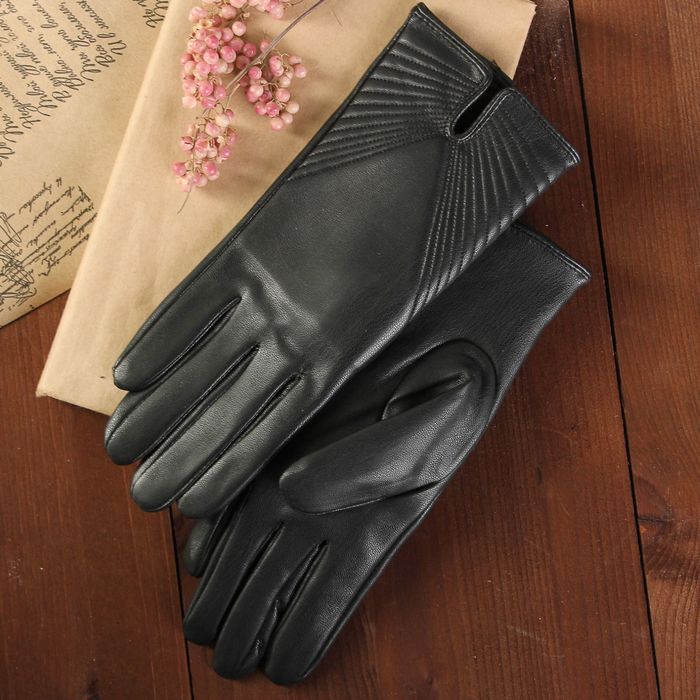 Перчатки женские, размер 8, с подкладом, цвет чёрный