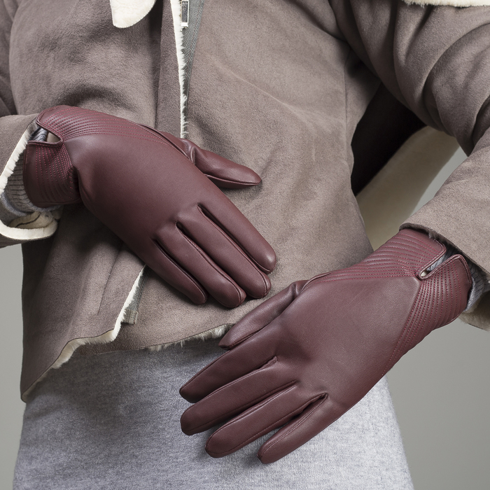 Перчатки женские, размер 8, с подкладом, цвет бордовый