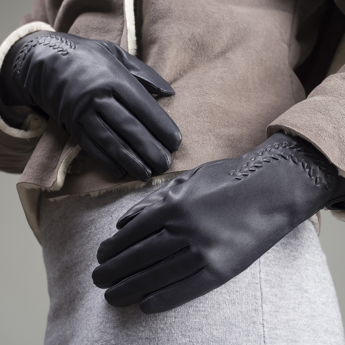 Перчатки женские, размер 8, с подкладом, цвет синий