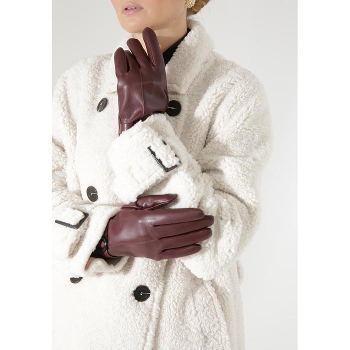 Перчатки женские, пряжка, размер 7.5, с подкладом, цвет бордовый
