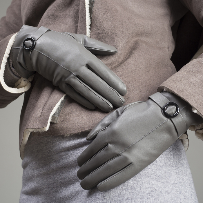 Перчатки женские, размер 8, с подкладом, цвет серый