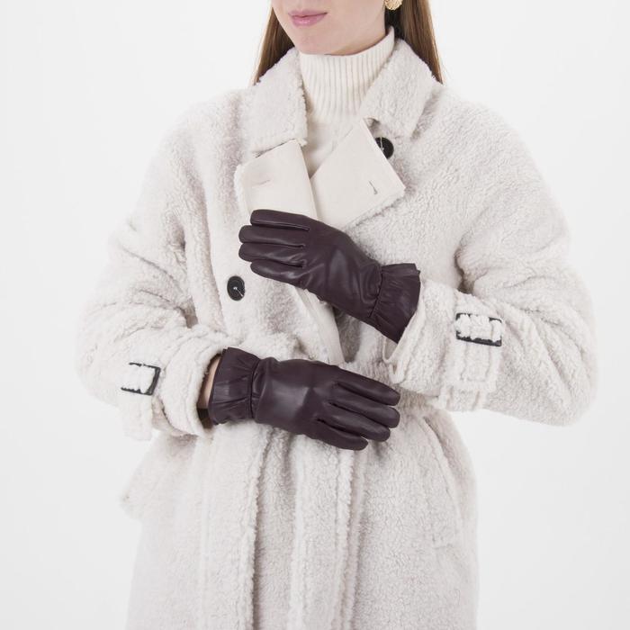 Перчатки женские, размер 6.5, с подкладом, цвет фиолетовый