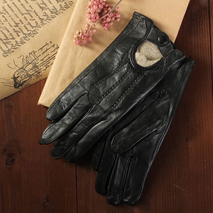 Перчатки женские, размер 6.5, с подкладом, цвет чёрный