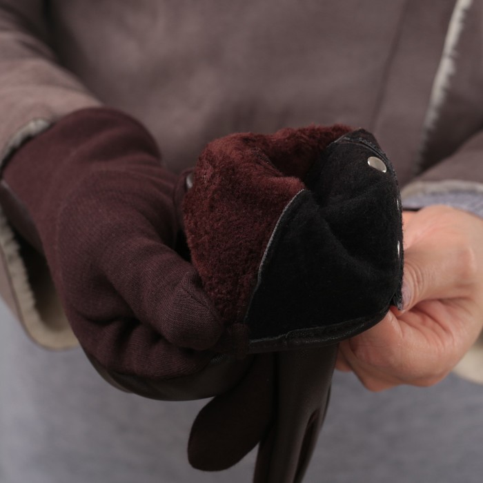 Перчатки женские, безразмерные, без подклада, цвет коричневый