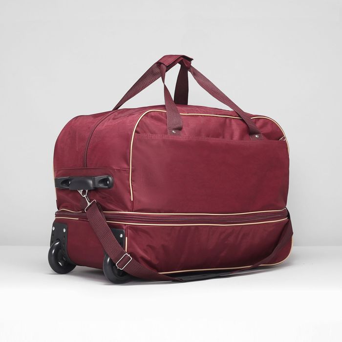 Сумка дорожная на колёсах, с расширением, отдел на молнии, наружный карман, цвет бордовый