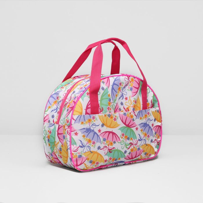 Сумка дорожная «Зонты», отдел на молнии, наружный карман, разноцветный/белый