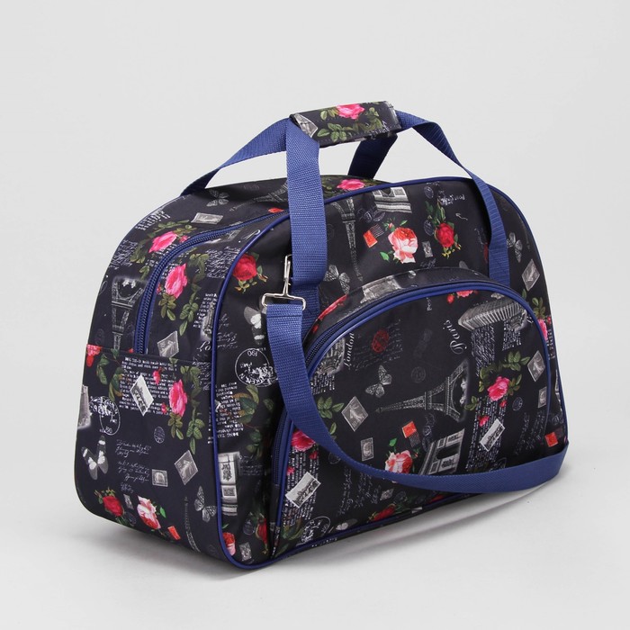 Сумка дорожная "Париж и розы", отдел на молнии, наружный карман