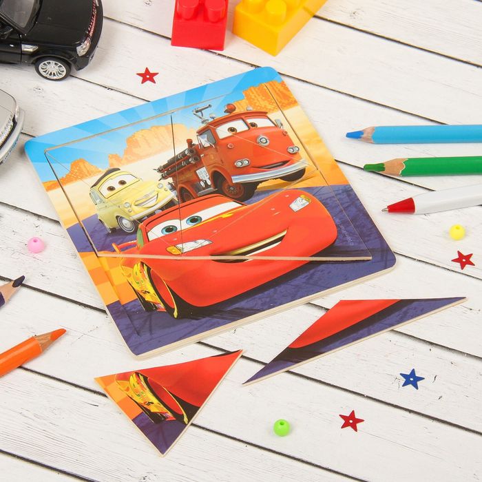 Пазл малый разрезной "Чемпион" Тачки, 7 элементов