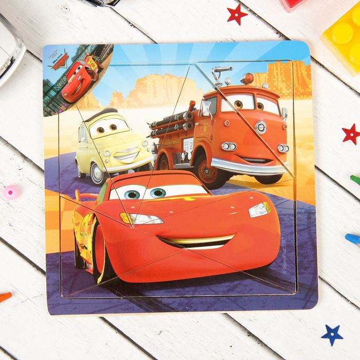 Пазл малый разрезной "Чемпион" Тачки, 7 элементов