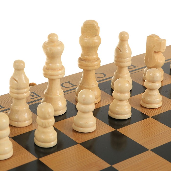 Набор игр 3в1 (нарды, шахматы, шашки), дерево, 4,5*34*34см