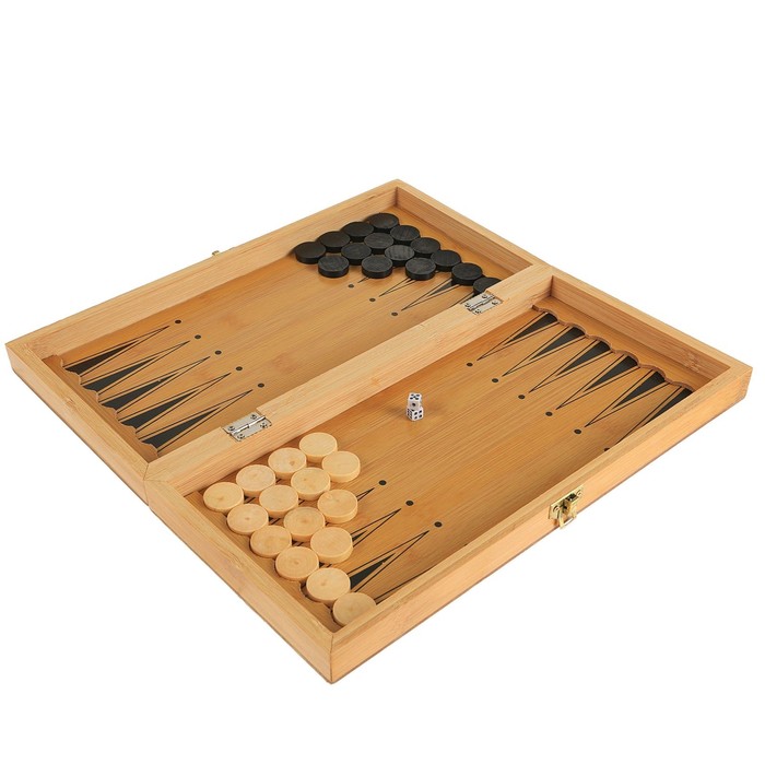 Набор игр 3в1 (нарды, шахматы, шашки), дерево, 4,5*34*34см