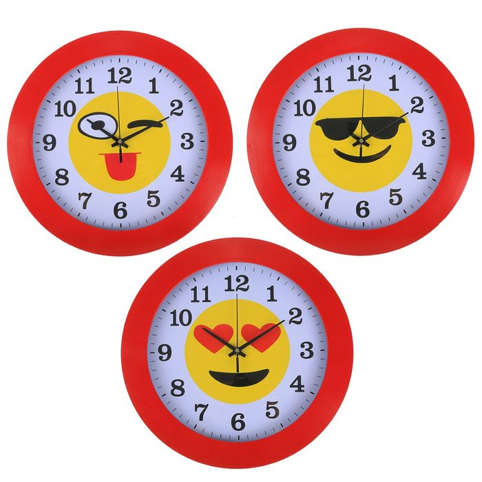 Часы настенные "Смайл", микс цветов, широкий обод, 35*35*3см